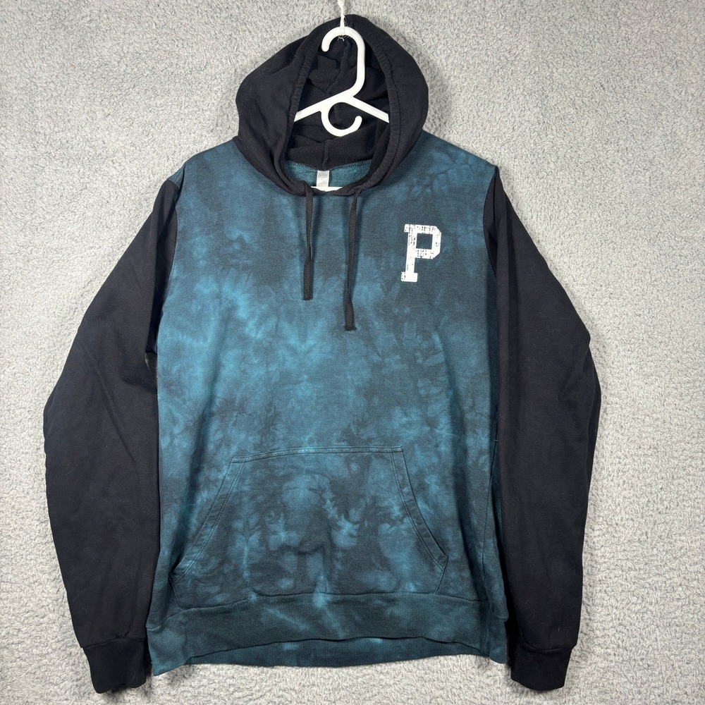 Paramore Hoodie Men XL Teal Black Tie Dye Band Merch Distressed Logo Streetwear